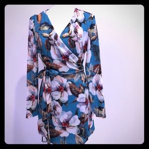 Summer floral wrap dress L